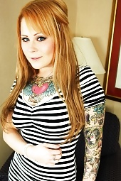 Misti Dawn Tattooed Redhead Gives Blowjob
