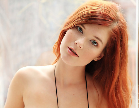 Mia Sollis Sexy Czech Redhead Strips Sheer Lingerie