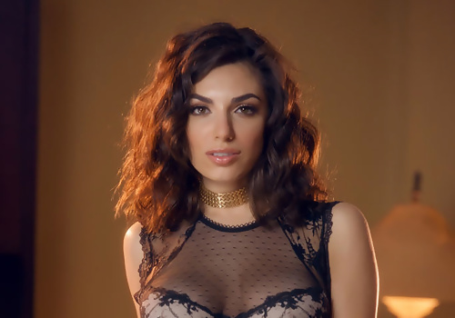 Darcie Dolce Sheds Black lace Bra and Panties