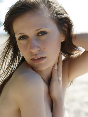 Lilly B Sweet Brunette Teases At The Beach